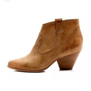 Frye Tan Ankle Booties with Burnished Finish